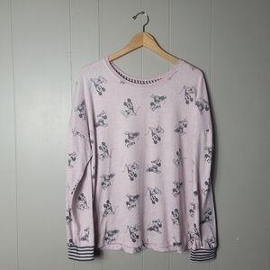 DISNEY MICKEY MINNIE ALL OVER PRINT PALE PINK SOFT PULLOVER WOMENS SIZE LARGE